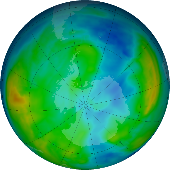Antarctic ozone map for 30 May 2015